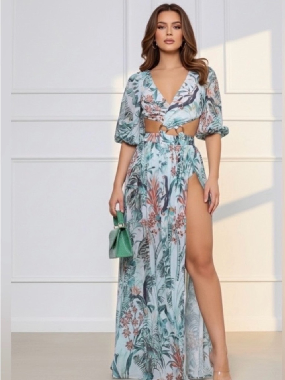 L’Atiste Floral High-slit Dress